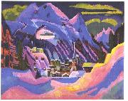 Ernst Ludwig Kirchner Davos in snow painting